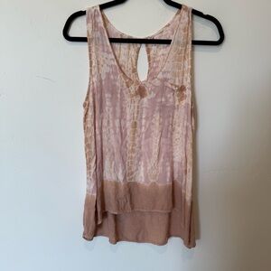 Japna Tie-Dye Sleeveless Top Pink and Brown Womens Size Large Boho Summer